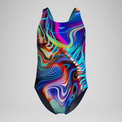 Speedo Girl's Digital Allover Leaderback Swirl Pattern