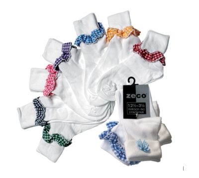 White Gingham Turnover 2Pack Sock