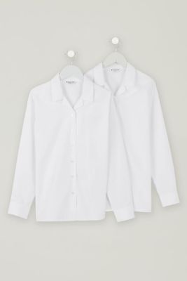 Trutex L/S Non-Iron Revere Collar Blouse 2PK White