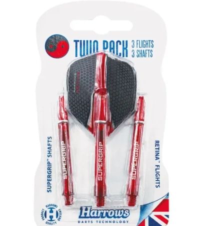 Harrows Twin Pack Dart Flight/Sharfts RED