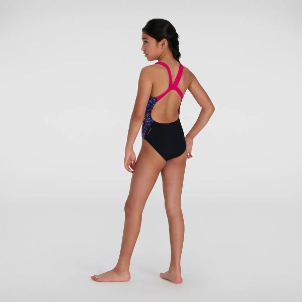 Speedo Girl's Digital Allover Leaderback Swimsuit Fireworks