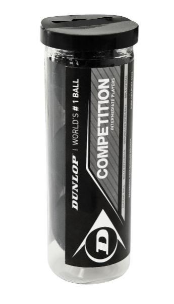 Dunlop Competition Squash Balls 3 Ball Tube