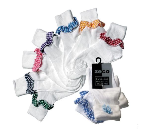 White Gingham Turnover 2Pack Sock