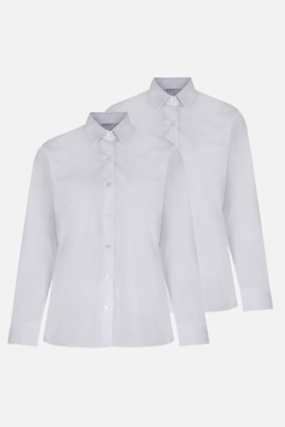 Trutex L/S Non Iron Blouse 2PK White
