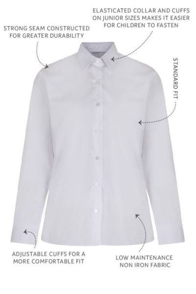 Trutex L/S Non Iron Blouse 2PK White