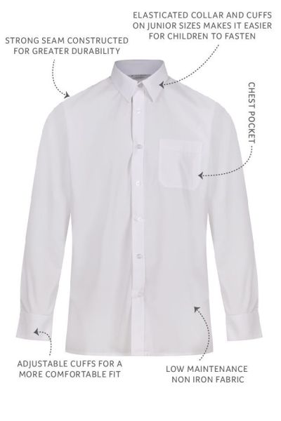 Trutex Non Iron L/S Boys Shirts 2PK white