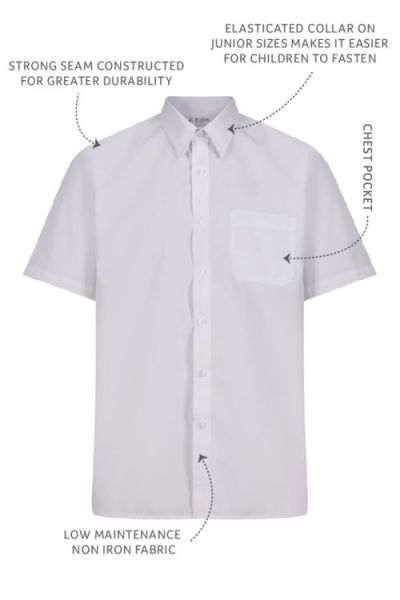 Trutex S/S Non Iron Boys Shirt 2PK White