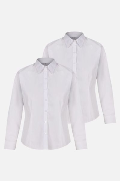Trutex Non Iron Fitted L/S Blouse 2PK White