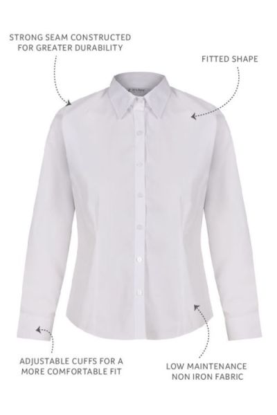 Trutex Non Iron Fitted L/S Blouse 2PK White